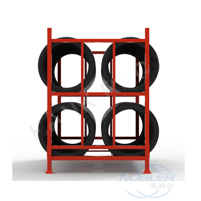 Oem Odmの鋼鉄車輪の棚型貨車のタイヤの陳列だなの積み重ね可能なオートバイのスペアーのタイヤの棚